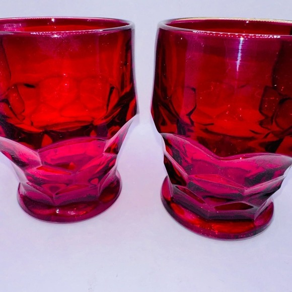 Vintage Anchor Hocking Georgian Ruby Honeycomb Drinking Glasses - Picture 4 of 6